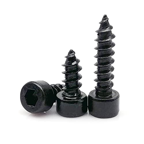 10/20/50/100 個 M2 M2.6 M3 M3.5 M4 M5 M6 黒炭素鋼六角六角ソケットキャップヘッド家具木製セルフタッピングネジ(6mm,M2.6 100pcs)