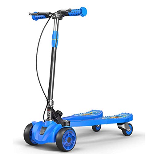 Great Price! SZNWJ 4 Wheeled Scooter - Height Adjustable Push Swing Wiggle Scooters with Drifting Se...