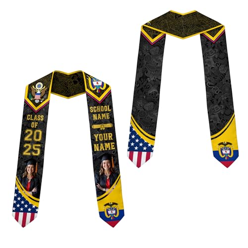 MonkeyVan Personalized Colombia Graduation Sash 2025, Custom Colombian Graduation Stole, Colombia Flag Stole for Class of 2025 Colombia9