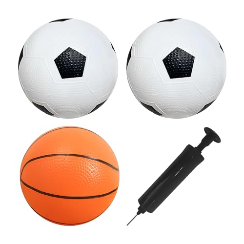 ZBHDEYG 2 Stück Mini-Fußball Und 1 Stück Mini-Basketball Mit 1 Stück Aufblasbarem Schlauch, Baby-Fußball, Kleiner Kinderball, Hallenfußball, Interaktiver Eltern-Kind-Spielzeugball (16 cm)