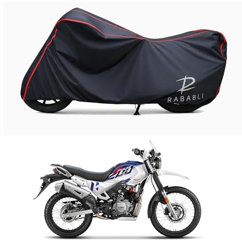 Image of Waterproof Bike Body Cover Compatible for | Hero Xpulse 200 4V | Taffeta Fabric, Red Piping Design, Bottom Elastic Fit | Dustproof, Sun UV & Rain Protection for All Bikes