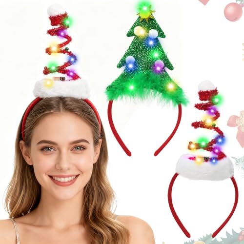Haarreif Weihnachten,2Stück Beleuchtete Stirnbänder mit LED...