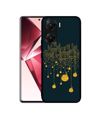 Image of City Light Pattern Design Premium 2D Printed Metal Back Case Cover for Vivo V29E 5G