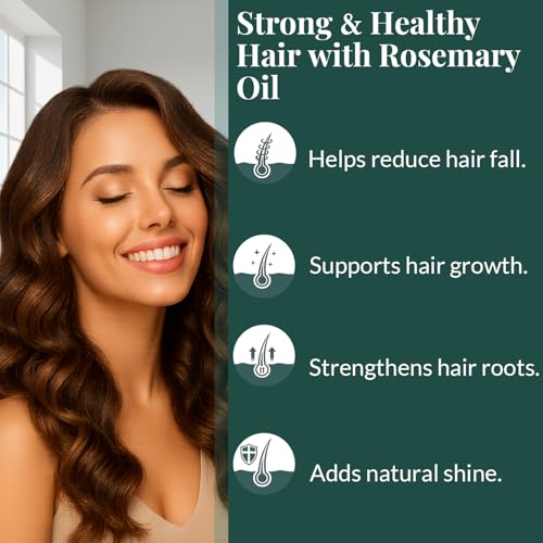 Image of AVD ORGANICS Pure Rosemary Oil for Hair Growth (6.7 fl oz) Infused with strengthening Biotin Jojoba & castor Oil Split Ends & Dry Scalp Treatment to Support Longer, Healthier Strands | 200ML