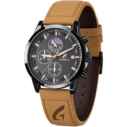 Distinctive Mens Analog Chronograph Watches with Auto Date & Multi Subdials, Fashion Casual Sport Quartz Wrist Watches with Luminous, 3ATM Waterproof, Gift Ideas for Men, Boyfriend, Husband, Dad (Black&Black, N)