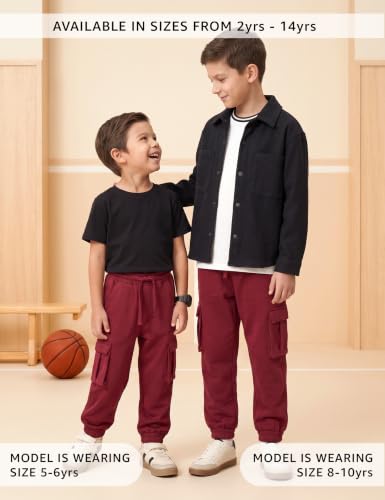 Image of Amazon Brand - Symbol Kids Boys Cotton Blend Solid Cargo Track Pant