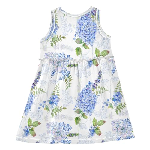 Boccsty Blue Hydrangea Floral Girls Dress Lavender Flower Kids Toddler Casual Dresses Summer Dresses 2T2