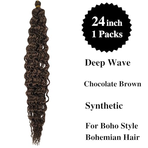 Brown Braiding Hair Pre stretched Boho Braids Prestretched Braiding Hair for Bohemian Hair Ez Braid Micro Braiding Hair Synthetic Curly Deep Wave Braids - Image 4