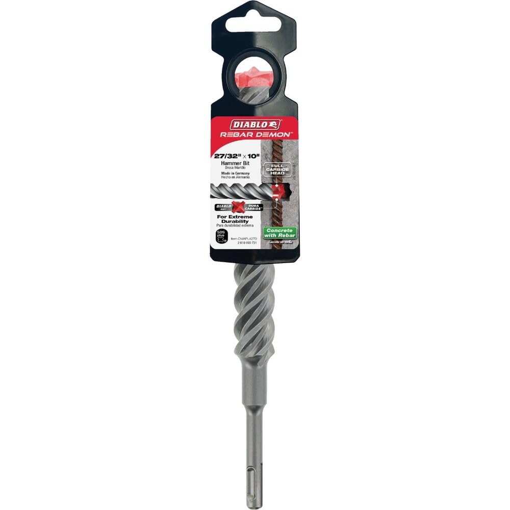 Diablo Rebar Demon SDS-Plus 4-Cutter Full Carbide Head Hammer Drill Bit