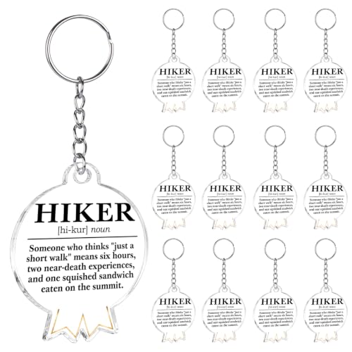 12 Pcs Hiker Definition Keychains, Hiking Gifts for Walkers Outdoor Lovers