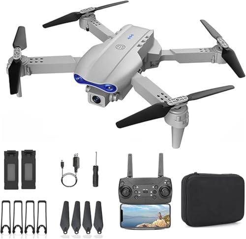 Drone DLI E99 com Câmera 4K UHD - Quadricóptero com Controle Remoto Dobrável, Controle por Gestos e Voz, Inversão 3D, Início com um Toque, Parada de Emergência, 2 Baterias, Fácil de Usar, Brinquedo para Crianças, Adultos e Iniciantes (Cinza, E99)