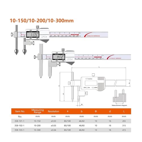 Calibrador digital para distancia central 150mm-300mm miniatura 2