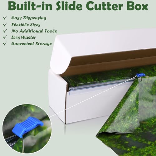 Image of Kochorie 100 Ft x 54 Inch Green Moss Tablecloth Roll with Slide Cutter Box Disposable Green Grass Plastic Tablecovers Cut to Size Tablecloth Jumbo Jungle Backdrop for Birthday Picnic Baby Shower