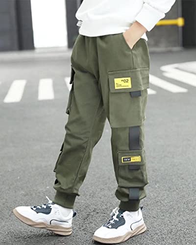 Welity Kids Boys Cargo Pants Baggy Jogger Pants with 6 Pockets, 3-12 Years2