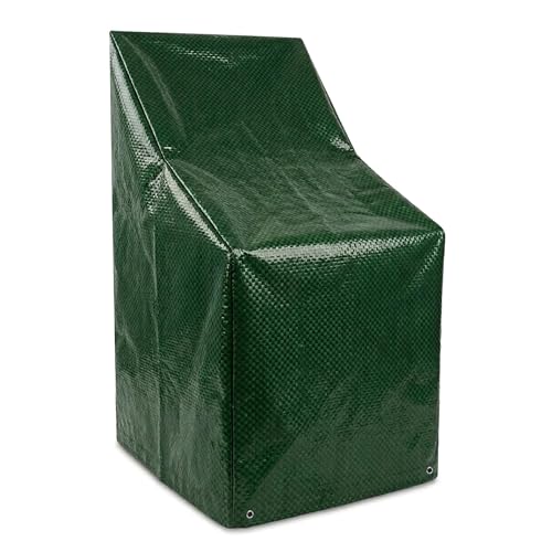 FINE GARDEN Heavy Duty Waterproof Garden Patio Stacking Chair Cover with Secure Fit Rope | Durable and Weather Resistant Outdoor Lounge/Lawn Chair Covers | UV Protection & Tear Resistant Green Cover