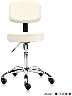 DR.LOMILOMI Multi-Adjustable Hydraulic Rolling Medical Massage Stool Chair with Backrest 501 (Vanilla)