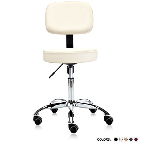 DR.LOMILOMI Multi-Adjustable Hydraulic Rolling Medical Massage Stool Chair with Backrest 501 (Vanilla)