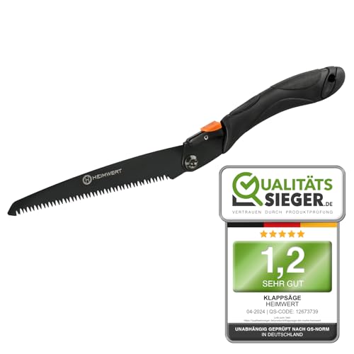 HEIMWERT Klappsäge aus ultra hartem Karbonstahl - Zweifach verstellbare Astsäge - Gartensäge mit Sicherheitsverschluss (Klappsäge)