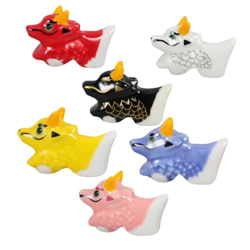 IWOWHERO 6個 陶器 箸 置き 箸 置き 磁器 形 ホルダー スタンド ホルダー ラック ダイニング 再利用可 ランダムカラー