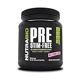 NutraBio PRE Stim Free - Caffeine Free Pre Workout Powder - Sustained Energy, Mental Focus, Endurance - Clinically Dosed Formula - Beta Alanine, Creatinine - Watermelon