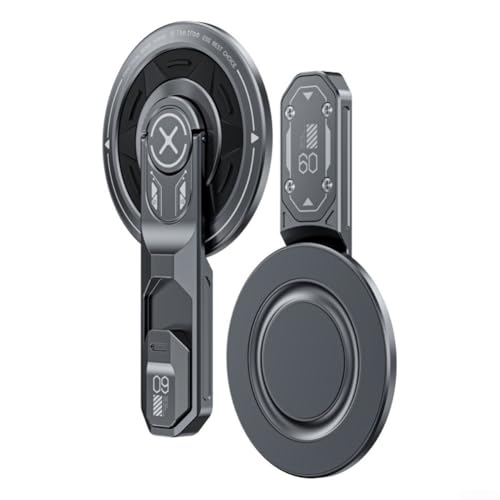 Support magnétique réglable pour téléphone avec béquille en aluminium pour iPhone 15/16/17 Series offrant une rotation à 360 degrés et un support de téléphone sécurisé (gris)