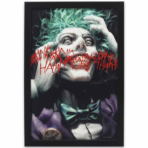 Décoration murale Joker pour man cave et salle de cinéma tableau DC Comics encadré bois Haha