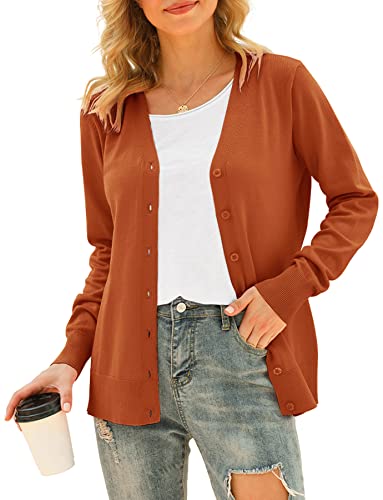Image of VIISHOW Women Long Sleeve Button Down V Neck Lightweight Basic Knit Sweater Cardigan