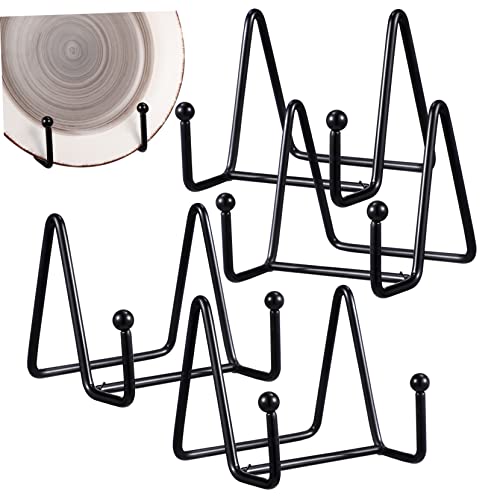 ERINGOGO 4 Pack Metal Plate Display Stands Dish Holders Book Racks Photo Frames Home Decor
