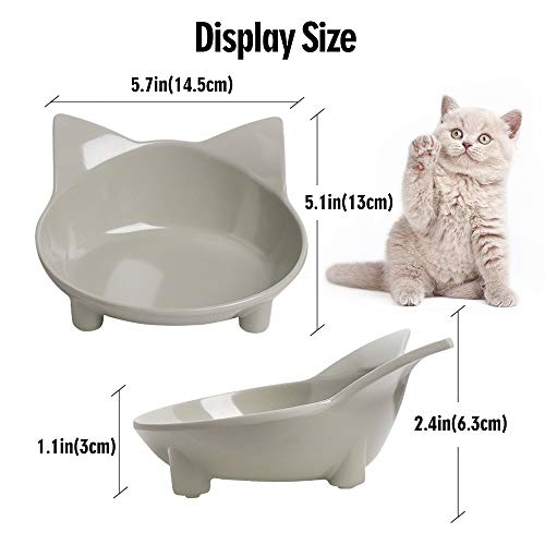 YATAOME Tilted Cat Food and Water Bowls Set Raised Elevated Anti-Slip Cat Feeder Shallow and Wide Food-Grade Melamine… - Image 2