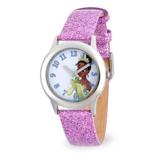 Disney Girl's 'Tiana' Quartz Stainless Steel and Leather Watch, Color:Purple (Model: W002979)
