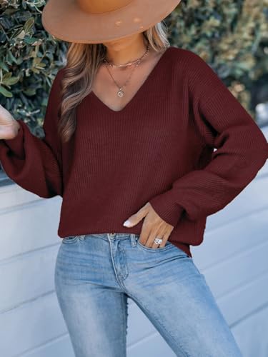 Image of CUPSHE Sweaters for Women Bow Pullover Knit Tops | Long Sleeve V Neck Pullover Sweaters, Soft and Cozy Fabrics, Relaxed Fit, Fall Clothes, Winter Clothing, Cute Fashion