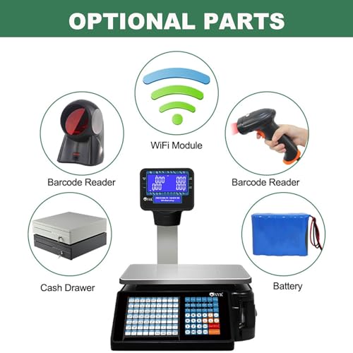 Báscula digital comercial con impresora térmica y pantalla LCD miniatura 6