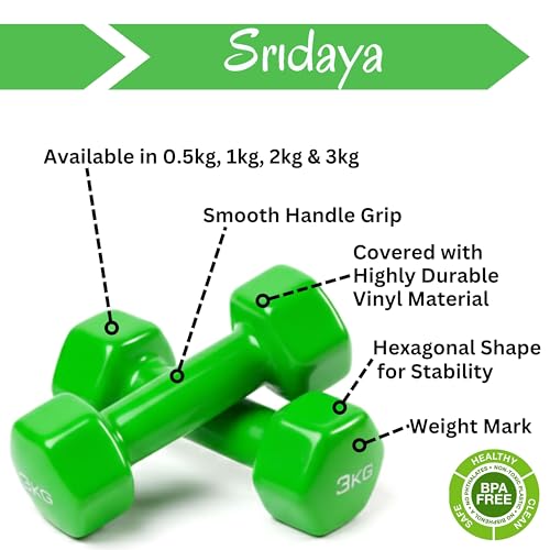 Image of Vinyl Dumbbells (green, 3kg)