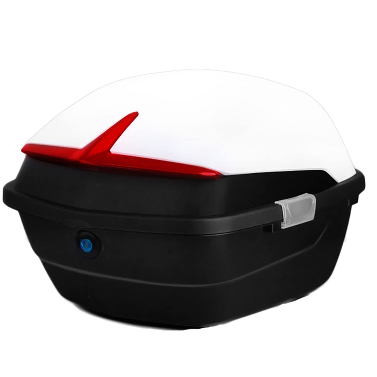 40L Haute Capacité ABS Tail Trunk Coffre Arrière Universel Étanche, Valise de Rangement Moto Touring avec Réflecteur de Nuit, pour Scooter électrique, 41X39x28cm,Blanc