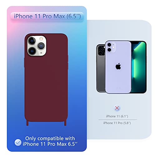 Image of Compatible with iPhone 11 Pro Max Case with Lanyard Crossbody iPhone Case with Strap Adjustable Shockproof Drop Protection Silicone Phone Cover for iPhone 11 Pro Max 6.5'' Plum