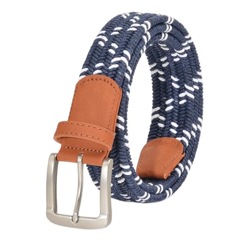 Men's Premium Stretch Belt (Dark Blue and White, 30-32)
