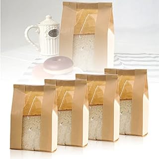 CODIRATO 50 PCS Kraft Food Packaging Bag with Front Window Bread Toast Bags Bread Bakery Bag Kraft Paper Bags Tin Tie Tab Lock Bags for Candy, Bread, Sandwiches, Coffee Beans (16*11*33cm)