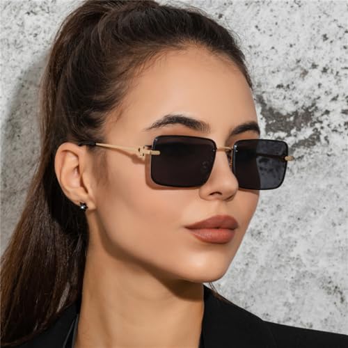 CGZWFERA-Retro Sunglasses Women Rimless Gradient Alloy Sun Glasses Shades Ladies Frameless Eyeglasses UV4004