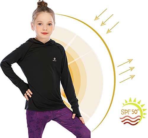 Girl's Athletic Hoodie,Light Weight/Long Sleeve/Thumb Hole/Dry Fit/SPF 4-12Year2