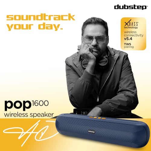 Image of Dubstep Pop1600 Wireless Bluetooth Speaker, 16W with 52mm Driver, Bluetooth 5.4, TWS Pairing, USB /TF Card, Type-C Charging, 10 Hours Playtime, Portable (Blue)