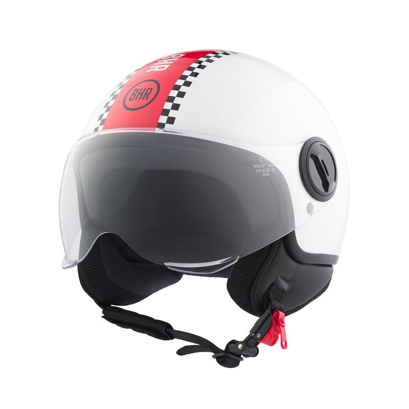 BHR Demi-Jet 835 Special kask na skuter, dopuszczony do użytku przez ECE 22.06, z wizjerem zapobiegającym zarysowaniom, wyzwalaniem mikrometrycznym i wyjmowanym wyposażeniem wewnętrznym