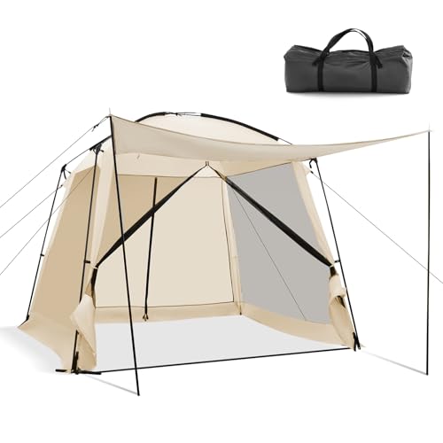 Tangkula 10×10 Ft Screened Canopy Tent for 6-8 Person, Portable Screen House with Netting, Vestibule, Zippered Door, Instant Canopy Shelter Enclosure with Carry Bag for Camping, Lawn, Backyard