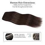 12" Clip in Hair Extensions Remy Human Hair for Women - Silky Straight Human Hair Clip in Extensions 50grams 4pieces Dark Brown #2 Color - Image 5