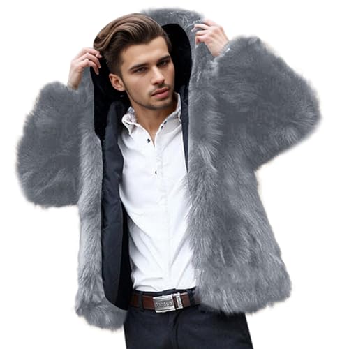 Manteau d'hiver court en fausse fourrure pour homme chic et chaud avec capuche