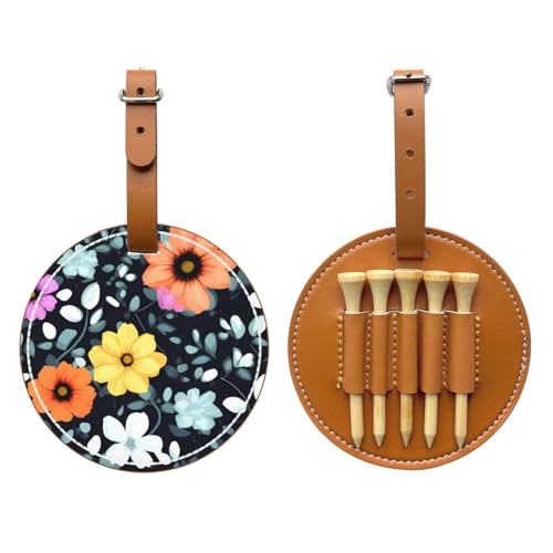 WXXWXD Beautiful colourful flowers Printed Golf Tee Storage Bag - Portable Storage, Easily Organize Tees