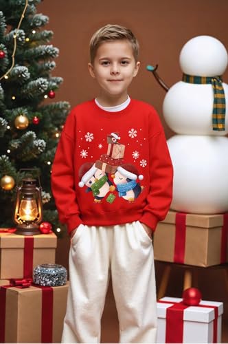 Kids Christmas Sweatshirt Girls Boys Santa Claus Toddler Ugly Xmas Shirt Crewneck Long Sleeve Graphic Tops for 2-7T2