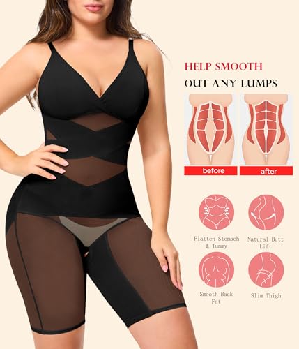 KUMAYES Shapewear Bodysuit for Women - Tummy Control Butt Lifter Fajas Body Shaper V-Neck Body suit Waist Trainer2