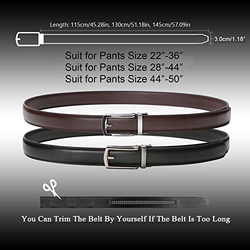 Werforu 2 Pack Leather Ratchet Dress Belt For Men With Automatic Buckle,A-Black+Coffee, Suit Pant Size 28-44 Inches #TOP3