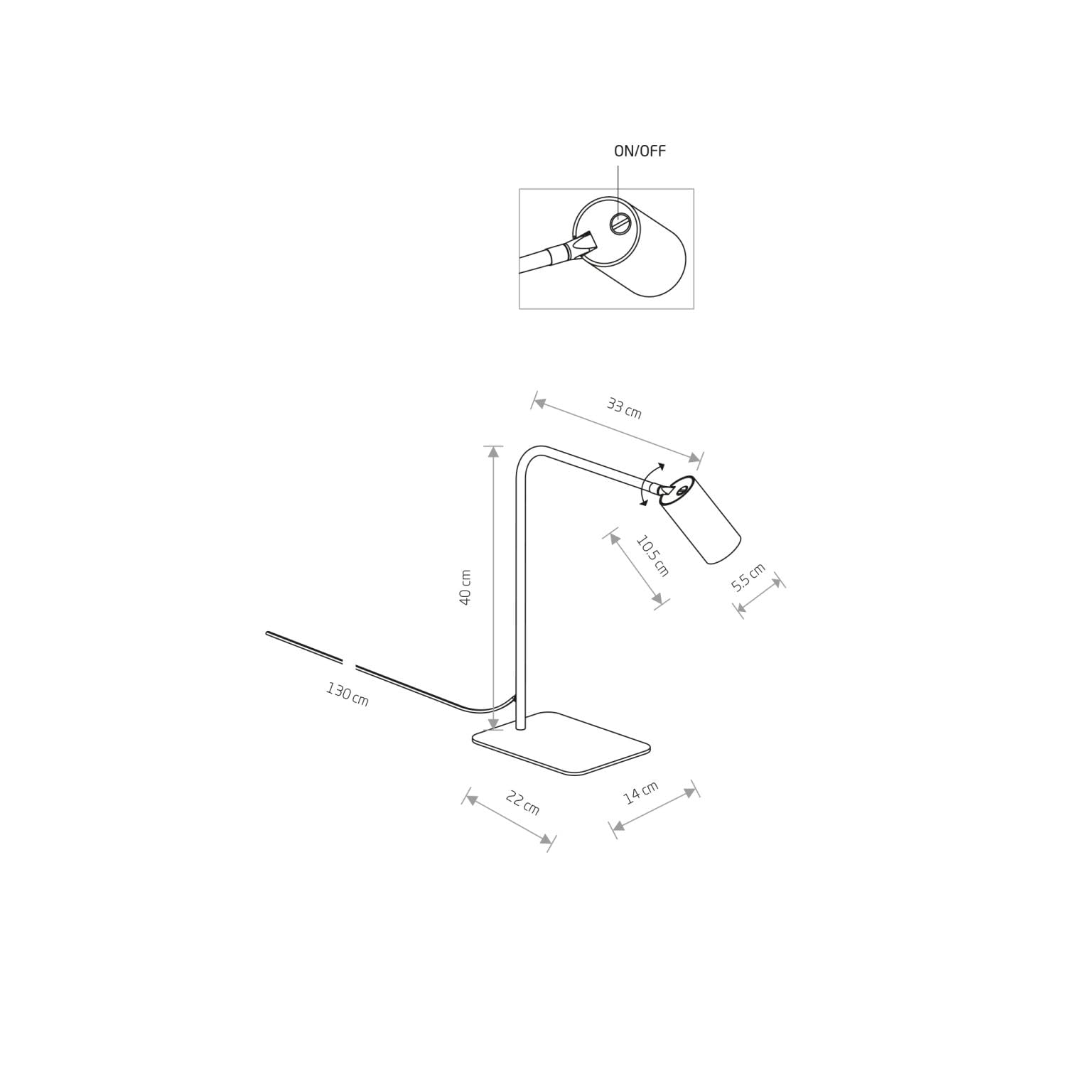 Schreibtischlampe Weiß Gold GU10 verstellbar 40-45 cm zielgerichtetes Licht Modern Tischleuchte Schreibtisch Arbeitszimmer Büro Leselampe