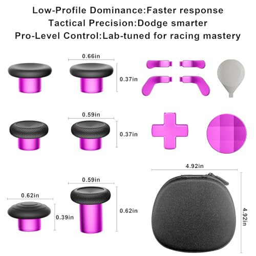 Image of 14-in-1 Controller Accessories Kit Compatible with Xbox Elite Series 2, 6 Premium Metal Thumbsticks, Swap Joysticks, 4 Interchangeable Paddles, 2 D-Pads, 1 Tool ,1 Storage Bag (Magenta)